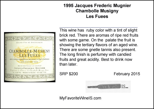 1995 Jacques Frederic Mugnier Chambolle Musigny Les Fuees