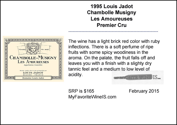 1995 Louis Jadot Chambolle Musigny Les Amoureuses 