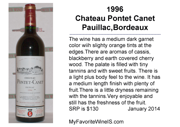 1996 Chateau Pontet Canet My Favorite Wine IS