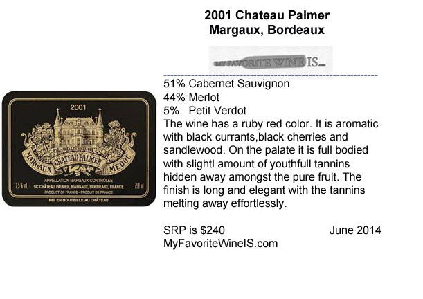 2001 Chateau Palmer Margaux Bordeaux