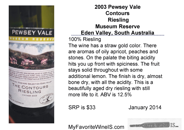 Favorite 2003 Pewsey Vale Contours Riesling Eden Valley South Australia