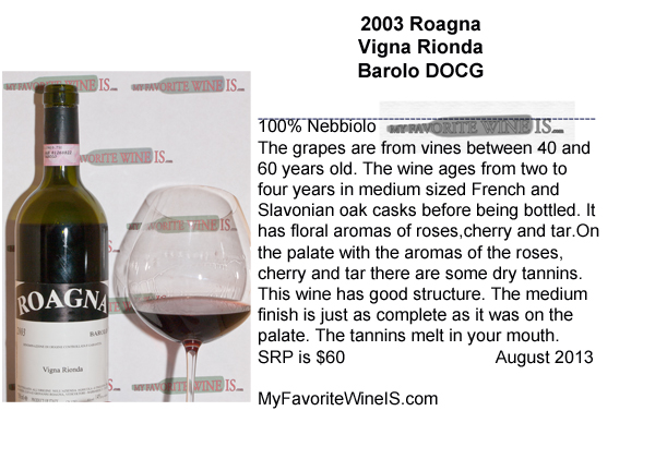 2003 Roagna Vigna Rionda Barolo DOCG My Favorite Wine