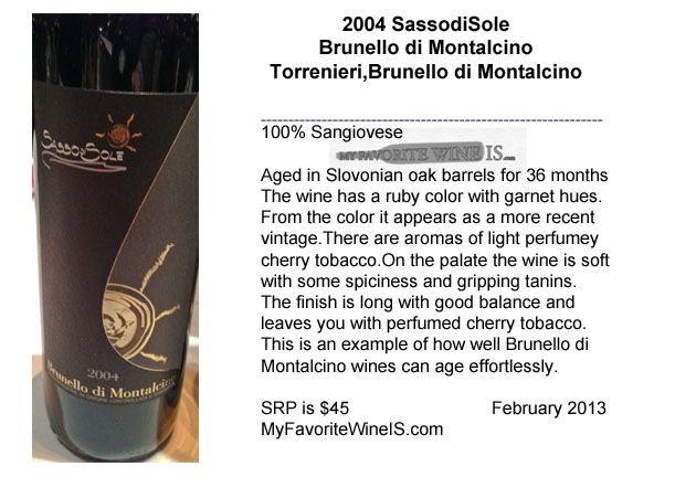 2004 SassodiSolei Brunello di Montalcino Torrenieri My Favorite Wine