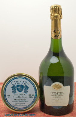 2004 Taittinger Comptes de Champagne Blanc de Blancs with Osetra caviar