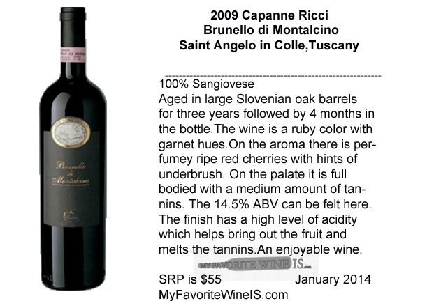 2009 Capanne Ricci Brunello di Monalcino My Favorite Wine IS