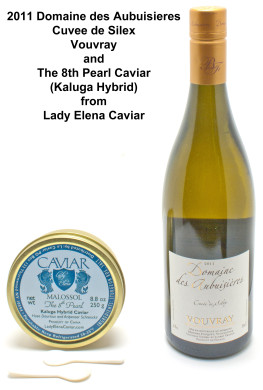 Osetra and Kaluga Caviar pairing with Domaine des Aubuisieres Vouvray
