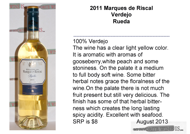 2011 Marques de Riscal Verdejo Rueda My Favorite Wine IS