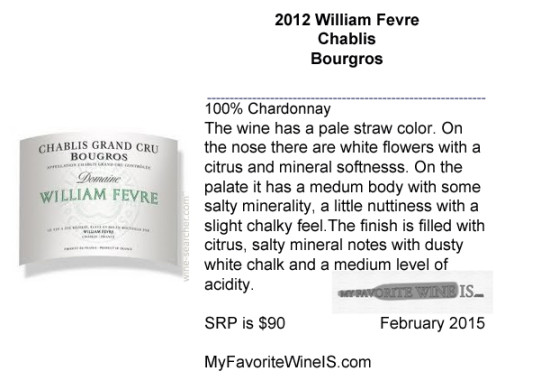2012 William Fevre Chablis Bourgros wine review