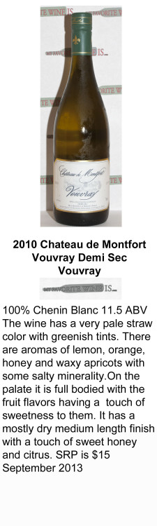 2010 Chateau de Montfort Vouvray Demi Sec for WEB