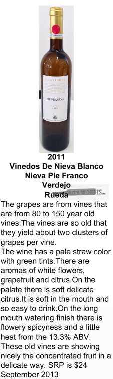 2011 Vinedos De Nieva Blanco Nieva Pie Franco  for WEB