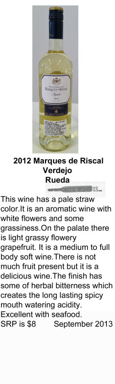 2012 Marques de Riscal Verdejo for WEB