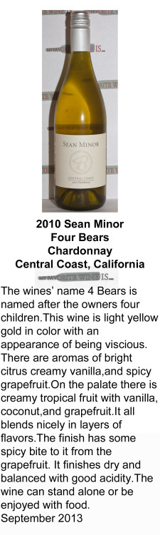 2012 Sean Minor 4 Bears Chardonnay Central Coast for WEB