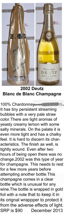 2002 Deutz Blanc de Blanc Champagne  for WEB