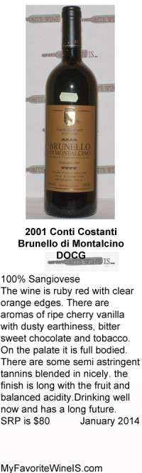 2001 Conti Costanti Brunello di Montalcino My Favorite Wine IS