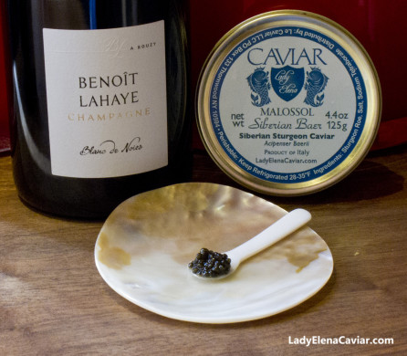 Benoit Lahaye Champagne with Siberian Sturgeon Caviar Sustainably farmed in Italy