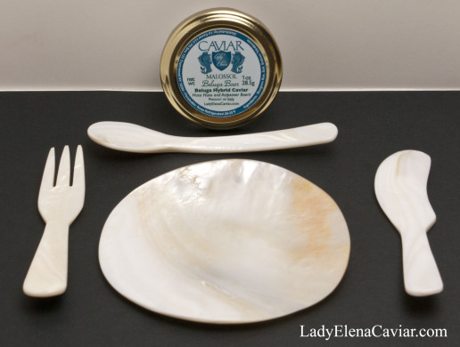 Caviar Gift Set with Mother of Pearl Set and Beluga Caviar