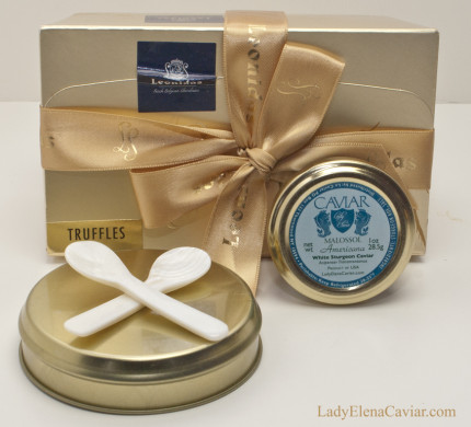 Chocolate and White Sturgeon Caviar Gift from Lady Elena Caviar