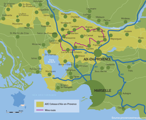 Coteaux d Aix en Provence Appellation Map