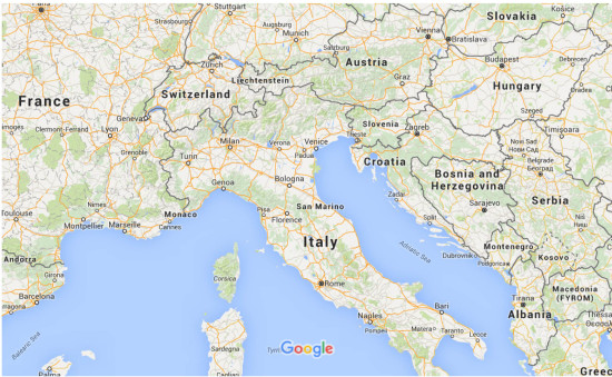 Map of Croatia from Google Maps