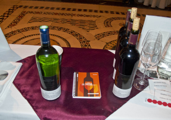 Behind the table with Chateau Fieuzal wine