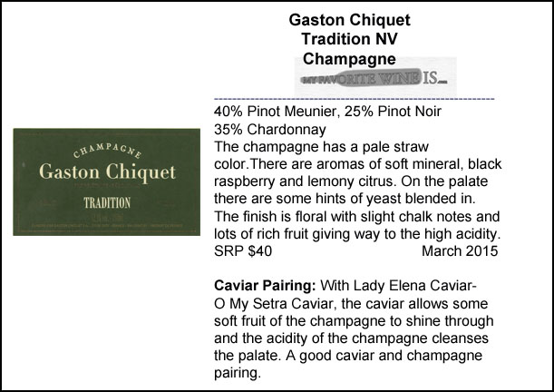 Gaston Chiquet Tradition Brut NV Champagne and Caviar Pairing