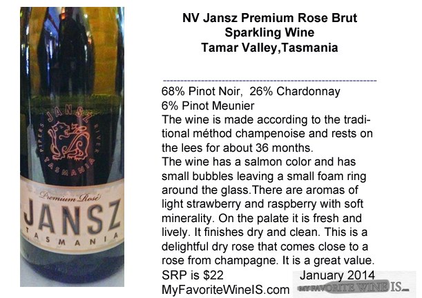 NV Jansz Premium Rose Brut Sparkling Wine from Tasmania