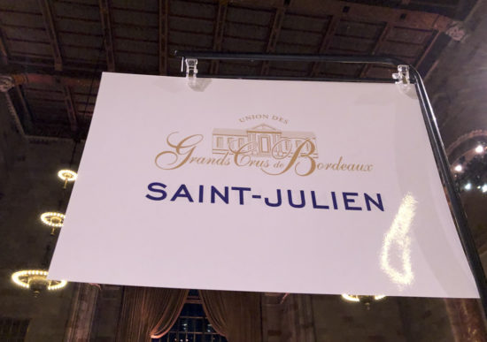 St Julien sign at 2016  Bordeaux wine Tasting